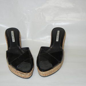 Via Spiga Platform Wedge Sandals Black - Size 6